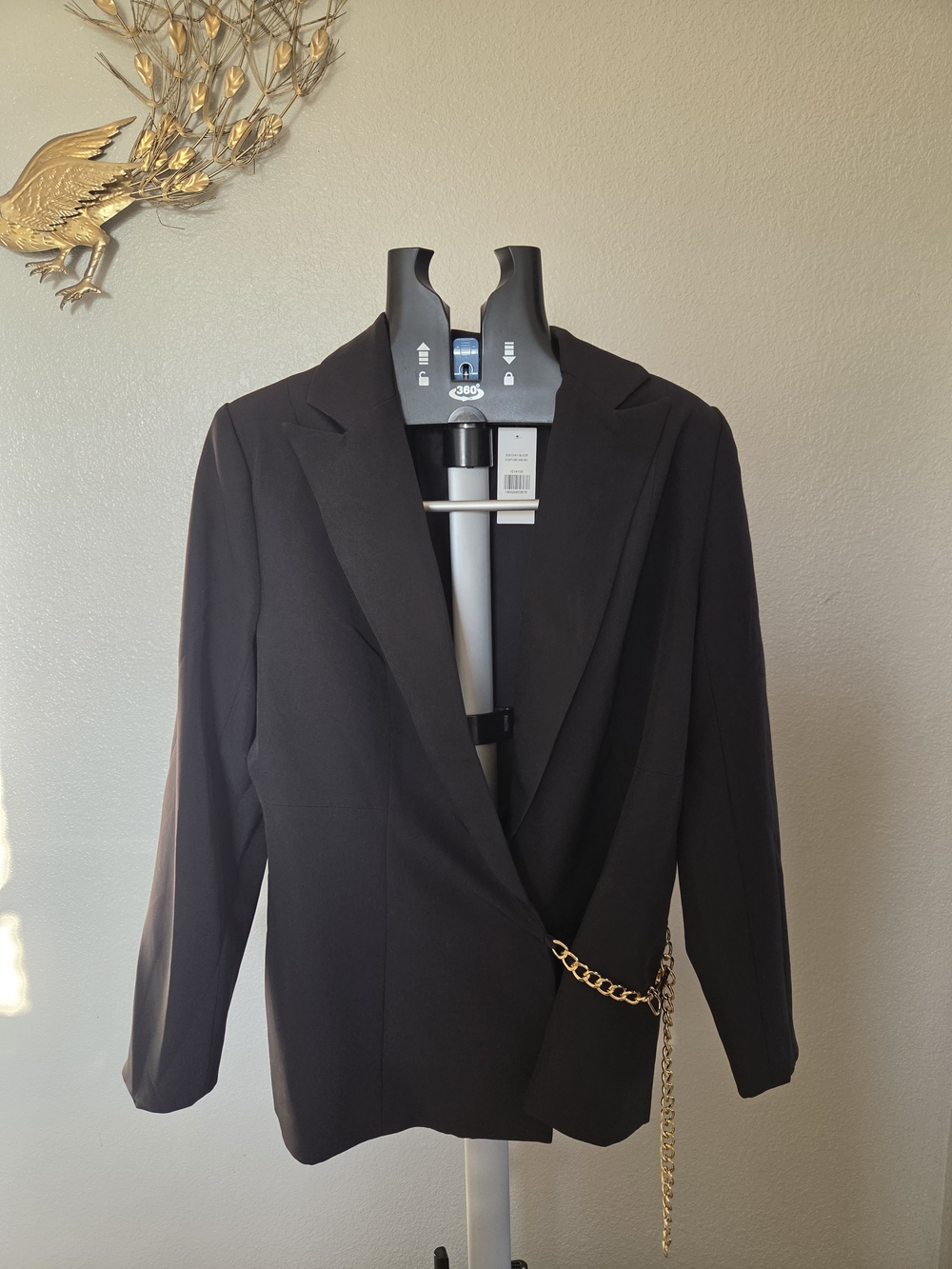 Fashion to Figure Black Blazer with Gold Chain Accent
